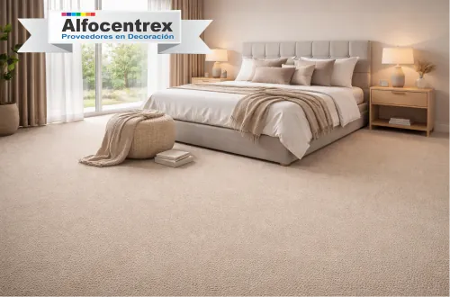 alfombra tejido recortado beige habitación moderna piso completo pared a pared